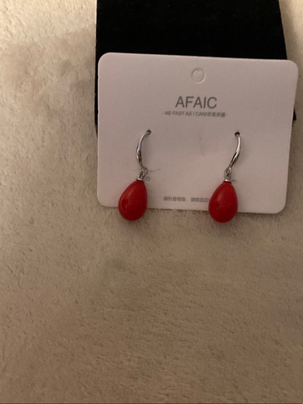 FA Red Teardrop Hoop Earrings with Silver Hooks